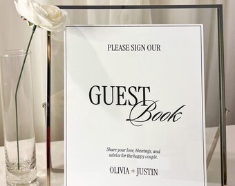 Minimalist Wedding Guest Book Sign Template: 8x10 & 5x7 (Instant Download)