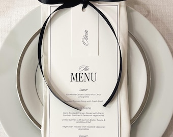 Elegant Wedding Menu & Name Tag Template: Minimalist Design (Digital Download, Printable, Corjl Editable)