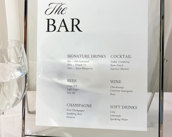 Editable Wedding Bar Menu Template: Minimalist Drink Sign (Instant Download)
