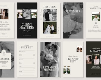 Wedding Photographer Instagram Templates: Canva Story & Post Bundle