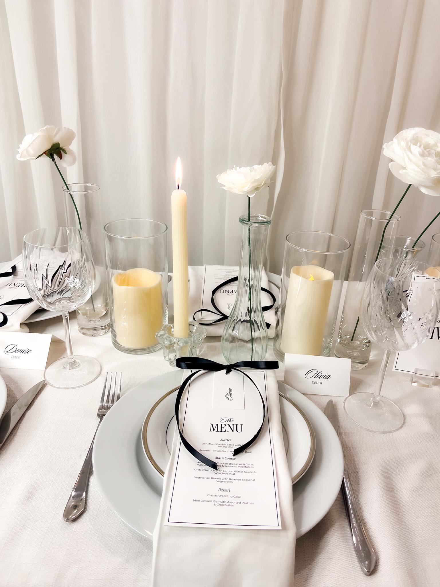 Elegant Wedding Menu & Place Card Template: Minimalist Design (digital ...