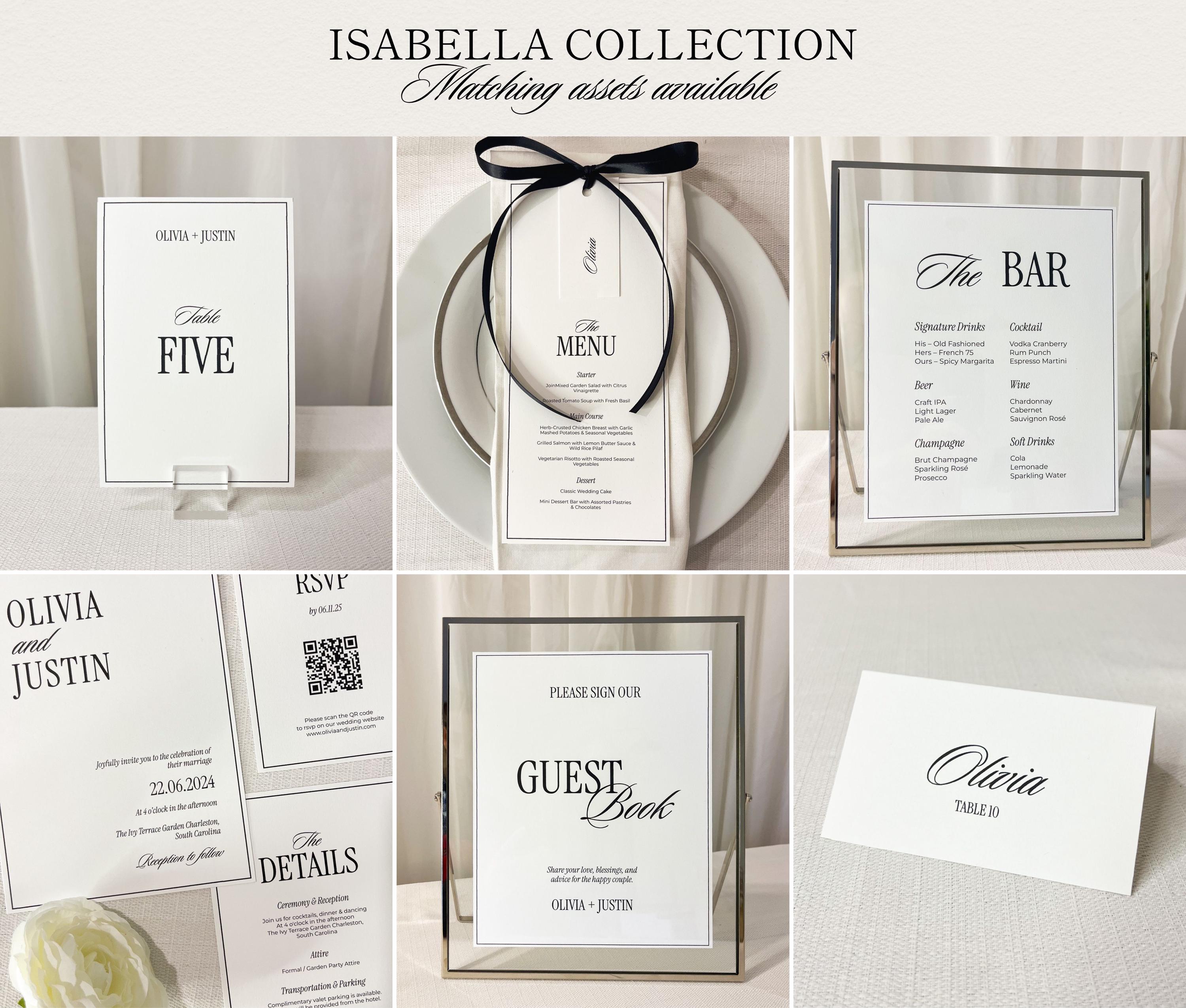 Elegant Wedding Menu & Place Card Template: Minimalist Design (digital ...