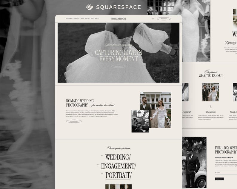 Squarespace Website Template for Photographers | Wedding and Portfolio Design | Photography Websites