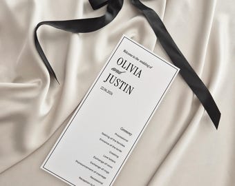 Wedding Ceremony Program 4x9 — Front and Back | Editable in Corjl | Minimalist & Elegant Template
