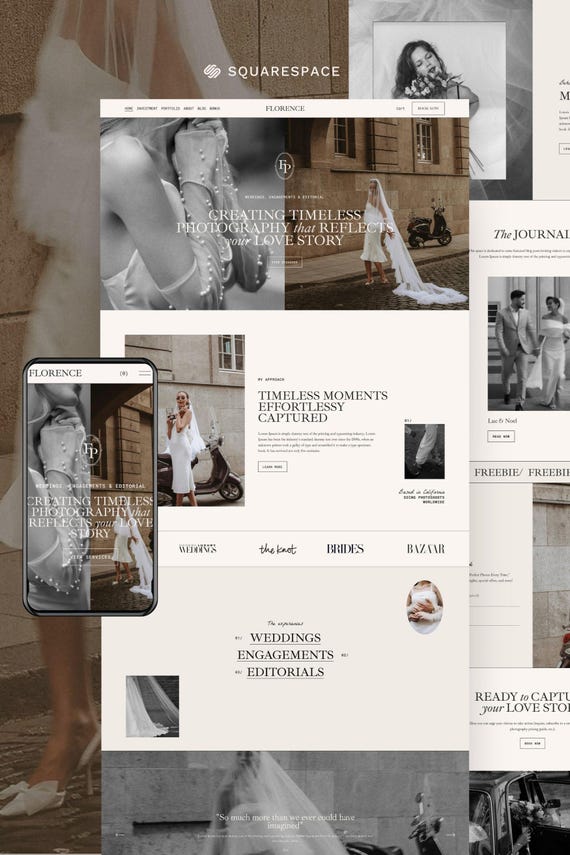 Squarespace 7.1 Photography Website Template | Luxury Modern Wedding Photographer Portfolio