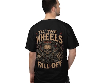 Camiseta "Hasta que se caigan las ruedas" / Culturismo con motor de calavera