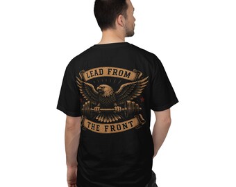 Camiseta con diseño de águila "Lead From The Front" / estilo militar patriótico vintage