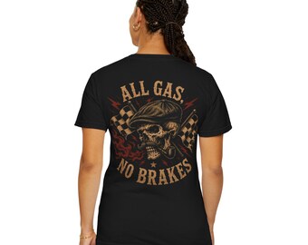 Camiseta de culturismo con calavera "All Gas No Brakes" / Camiseta vintage de moto Hot Rod