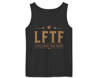 Camiseta sin mangas LFTF Lead From The Front / Tipografía militar vintage