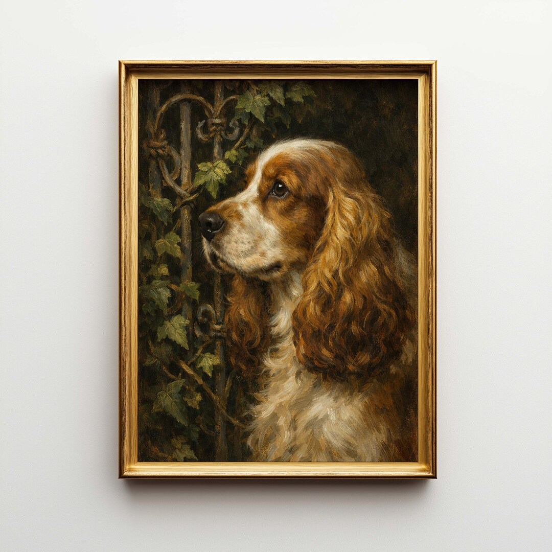 English Cocker Spaniel Oil Painting Poster and Canvas, Large Dog ...