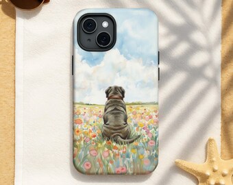 Neapolitan Mastiff Flower Field Art Phone Case - Dog Memorial Gift for iPhone, Samsung & Google Phone