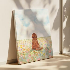Personalized Irish Red Setter Flower Field Portrait Poster & Canvas | Custom Dog Wall Art image 6