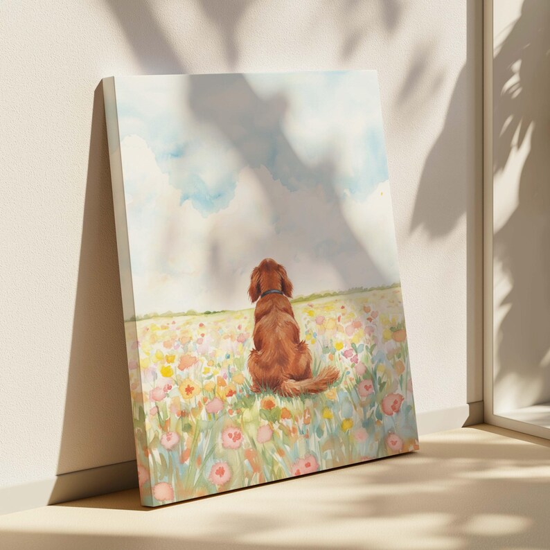 Personalized Irish Red Setter Flower Field Portrait Poster & Canvas | Custom Dog Wall Art image 6