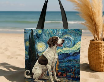 English Pointer Starry Night Tote Bag Art - Dog Van Gogh Handbag Gift