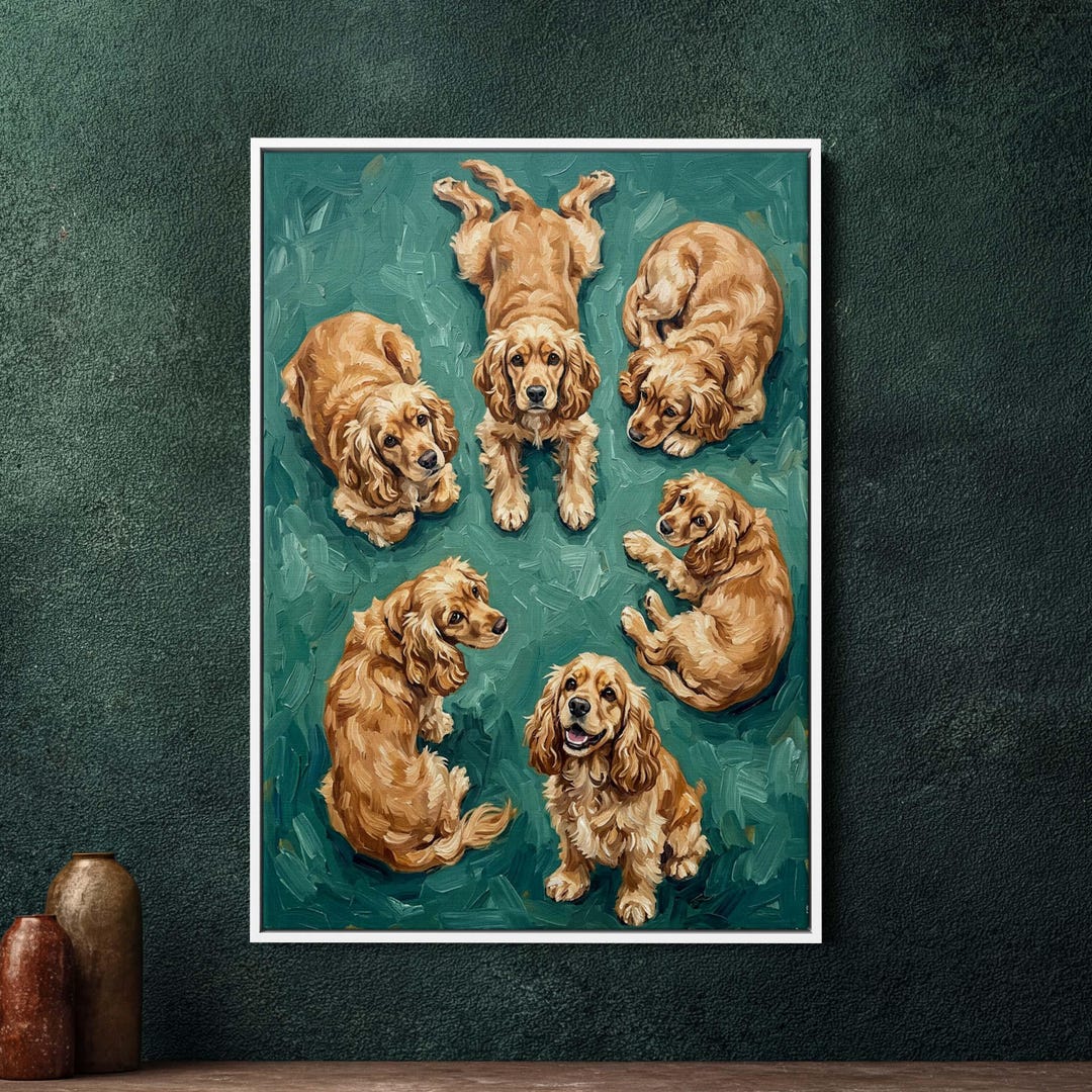 Cocker Spaniel Framed Canvas Wall Art, Large Dog Portrait Print, Big ...