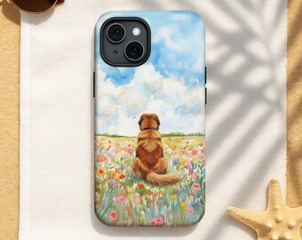 Tibetan Mastiff Flower Field Art Phone Case - Dog Memorial Gift for iPhone, Samsung & Google Phone