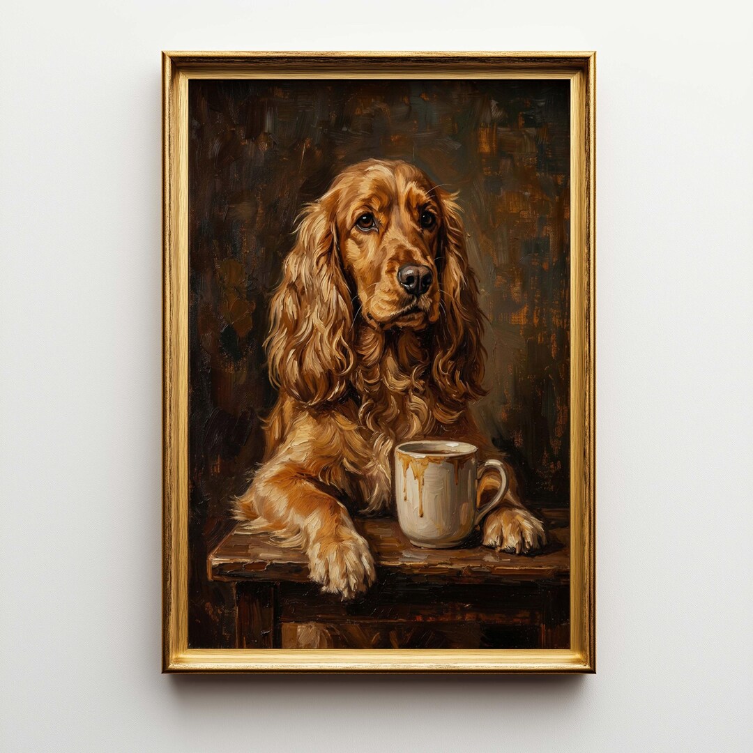 Poster Canvas of Cocker Spaniel Dog, Large Wall Art, Dog Lover Gift ...