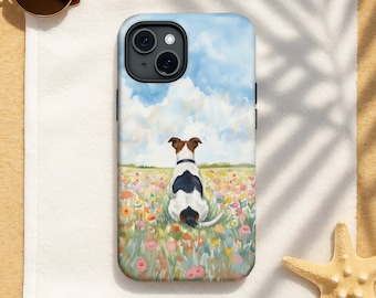Funda para teléfono con diseño de terrier brasileño en un campo de flores: regalo conmemorativo para iPhone, Samsung y Google Phone.