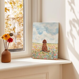 Personalized Irish Red Setter Flower Field Portrait Poster & Canvas | Custom Dog Wall Art image 7