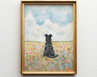 Personalized Giant Schnauzer Flower Field Portrait Poster & Canvas | Custom Dog Wall Art