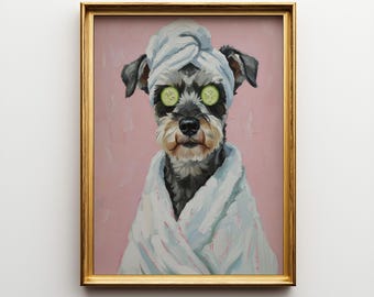 Personalized Schnauzer dog Dog Spa Art - Dog Breed Portrait Poster & Canvas | Custom Dog Wall Art