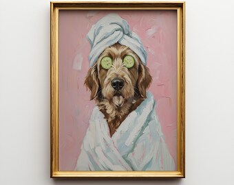 Personalized Otterhound Dog Spa Art - Dog Breed Portrait Poster & Canvas | Custom Dog Wall Art