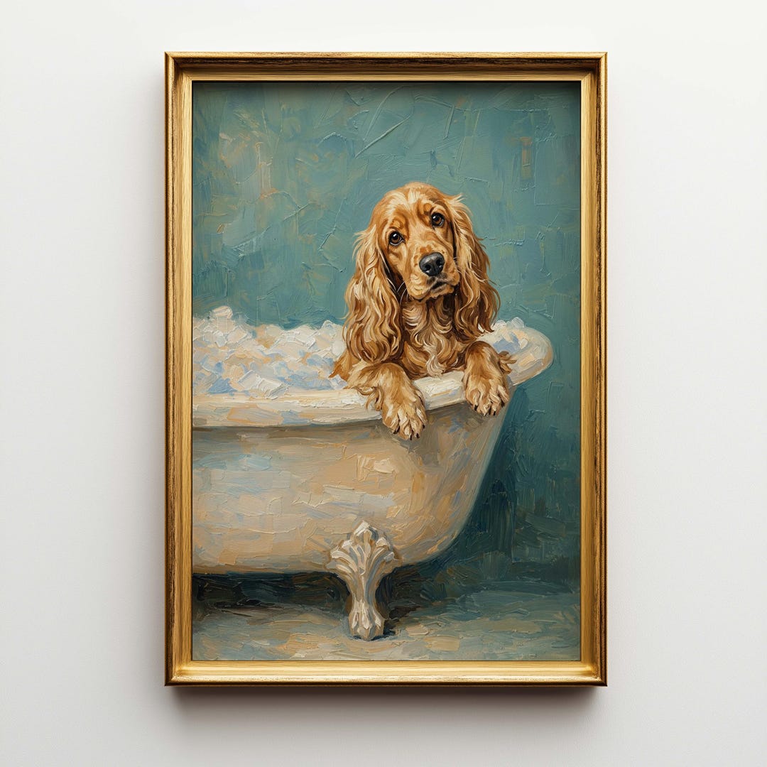 Poster Canvas Cocker Spaniel Dog Wall Art, Large Pet Portrait, Dog ...