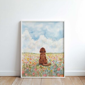 Personalized Irish Red Setter Flower Field Portrait Poster & Canvas | Custom Dog Wall Art image 5