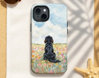 Gordon Setter Flower Field Art Phone Case - Dog Memorial Gift for iPhone, Samsung & Google Phone