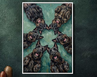 Inramad canvastavla med skotsk terrier – Stor hundporträtt, svart Scottie-heminredning