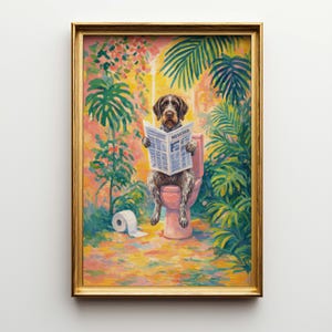 Pôster em tela com um Pointer Alemão de Pelo Duro, decoração de parede grande com um cão de caça para sala de estar.
