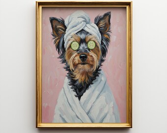 Personalized Australian Silky Terrier Dog Spa Art - Dog Breed Portrait Poster & Canvas | Custom Dog Wall Art