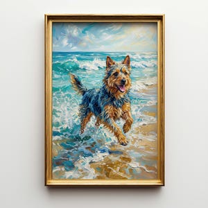 Australian Terrier Poster and Canvas Wall Art - Large Dog Lover Decor, Rustic Pet Portrait Print
