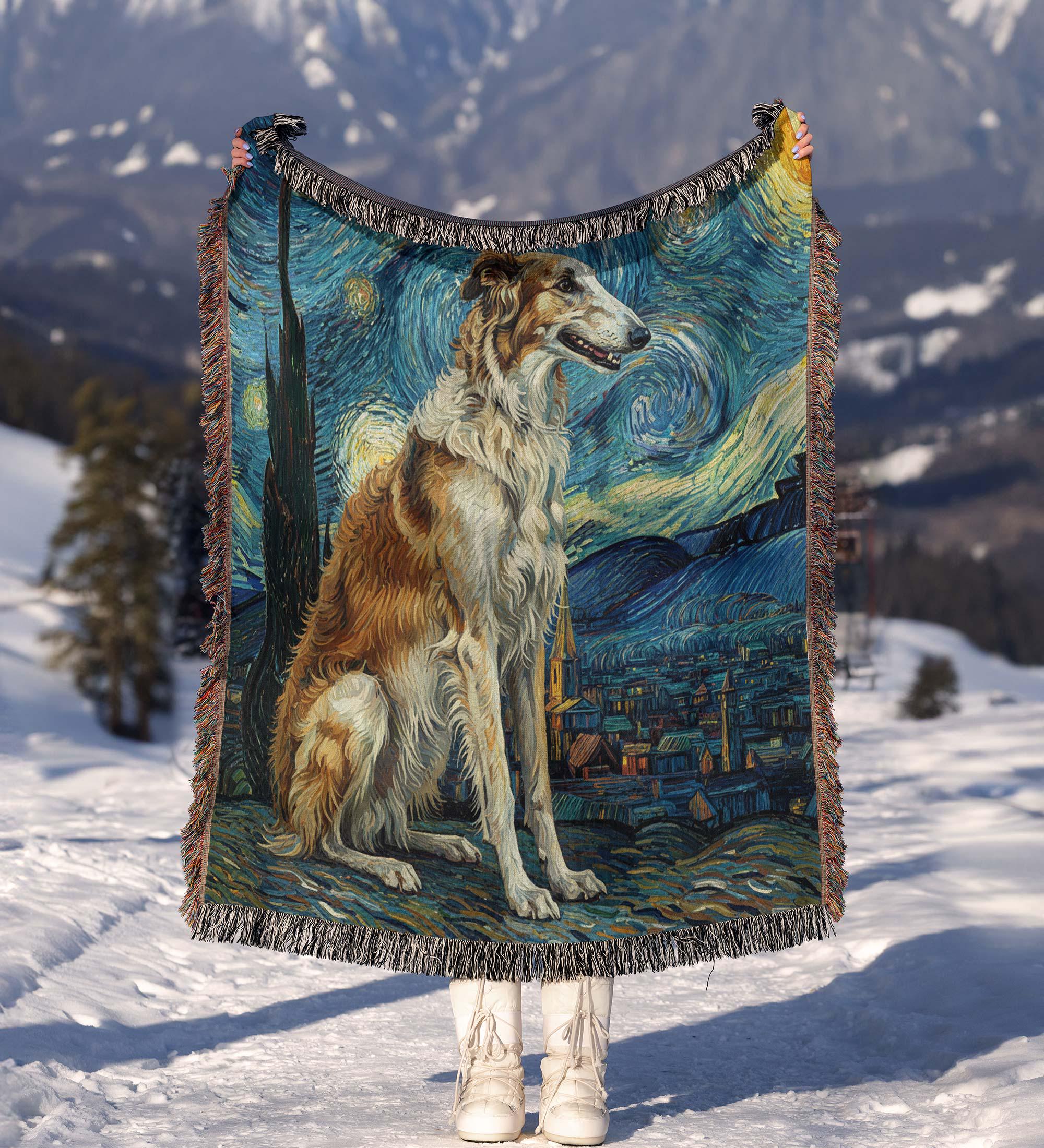 Borzoi - Russian Hunting Sighthound Starry Night Art - Van Gogh