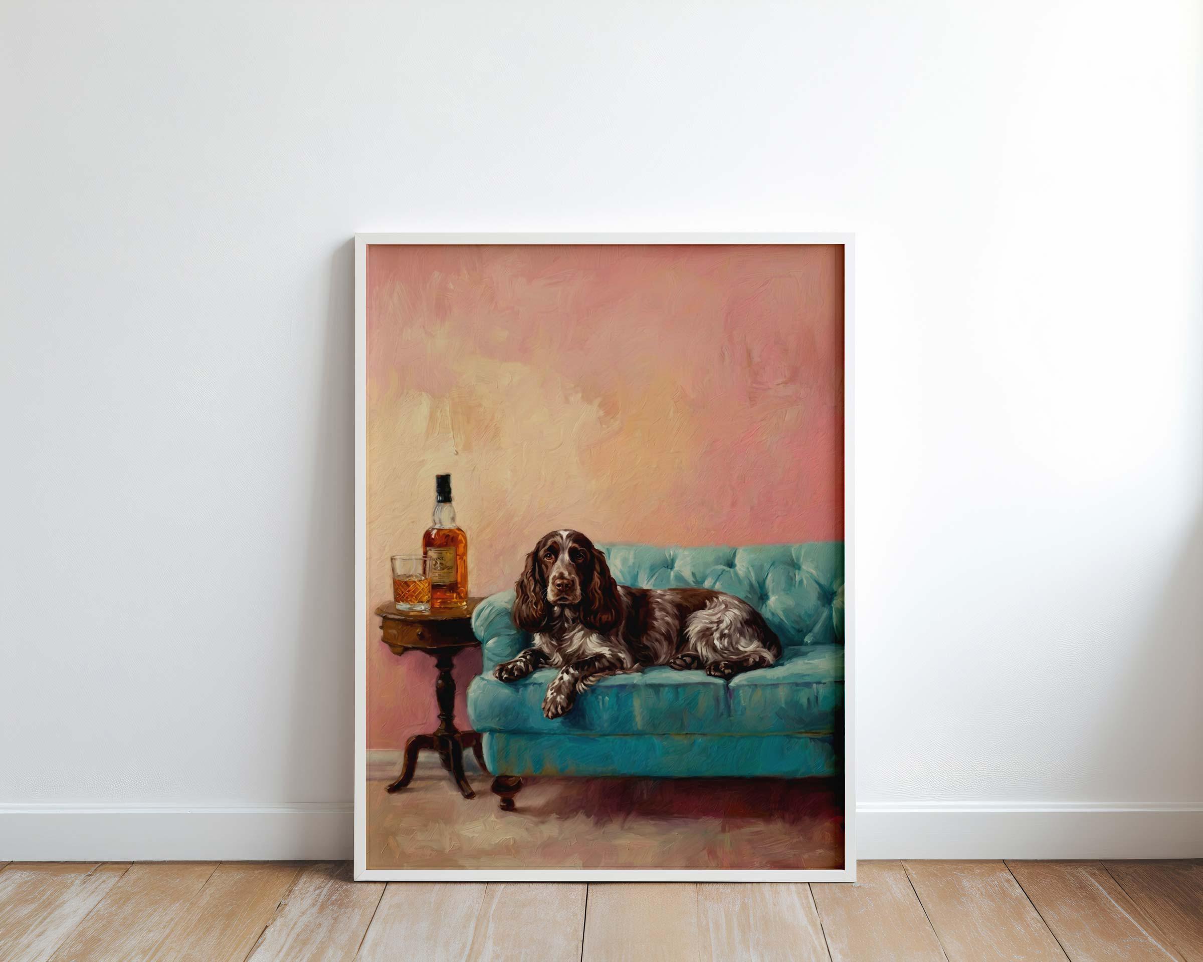 English Cocker Spaniel Poster Canvas Wall Art, Large Dog Portrait Print ...