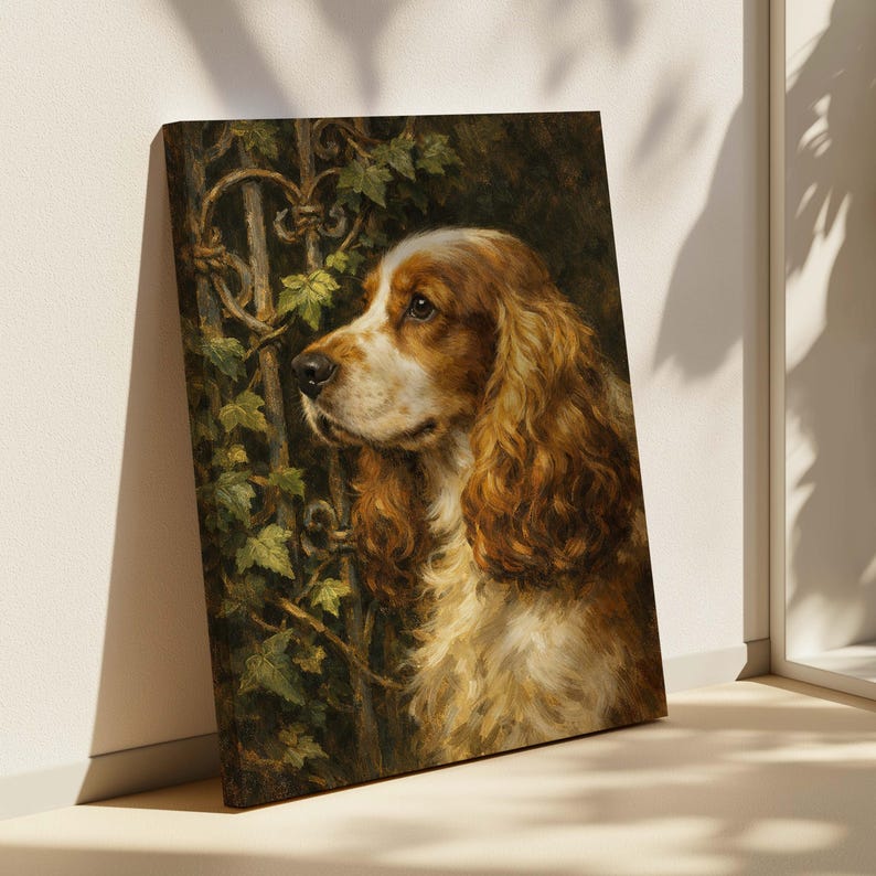 English Cocker Spaniel Oil Painting Poster and Canvas, Large Dog ...