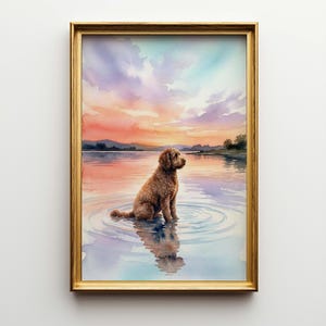 Barbet Dog Poster and Canvas Wall Art - Large Rustic Pet Portrait Print for Living Room Decor