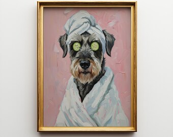 Personalized Giant Schnauzer Dog Spa Art - Dog Breed Portrait Poster & Canvas | Custom Dog Wall Art