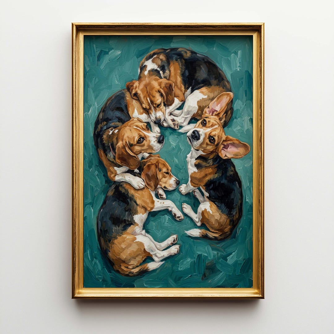 Beagle Dog Poster and Canvas Wall Art, Large Beagle Print, Cute Hound ...
