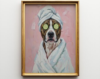 Personalized American Staffordshire Terrier Dog Spa Art - Dog Breed Portrait Poster & Canvas | Custom Dog Wall Art