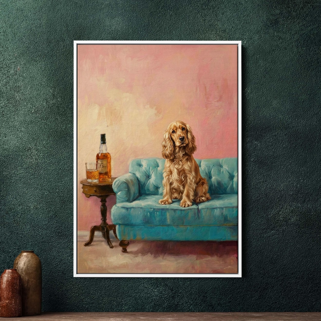 Cocker Spaniel Framed Canvas Wall Art – Large Dog Portrait Decor ...