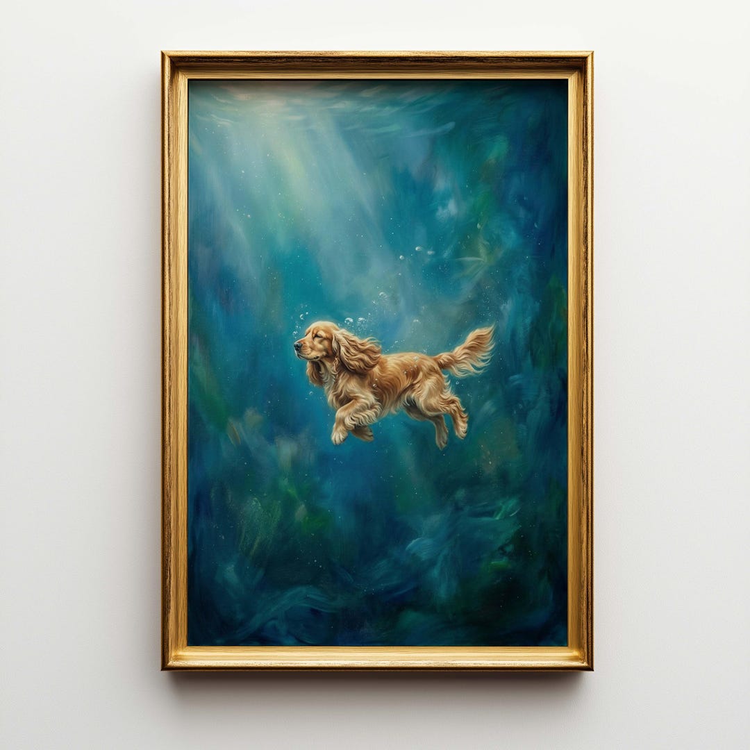 English Cocker Spaniel Poster Canvas Wall Art, Large Dog Portrait, Dog ...