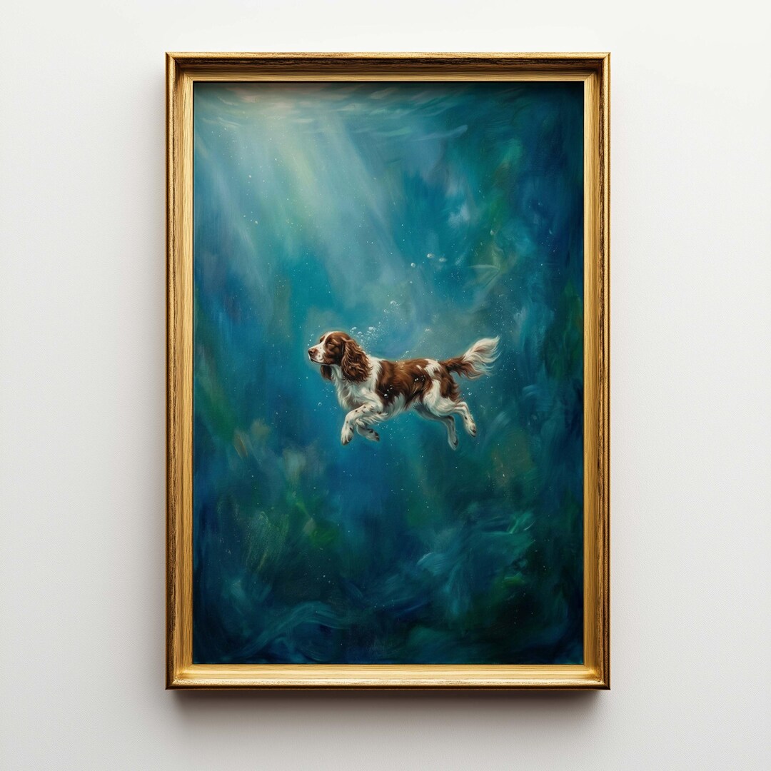 English Springer Spaniel Poster Canvas Wall Art - Large Rustic Dog Wall ...