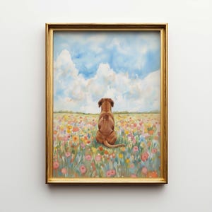 Personalized Rhodesian Ridgeback Flower Field Portrait Poster & Canvas | Custom Dog Wall Art