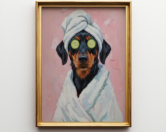 Personalized German Hunting Terrier Dog Spa Art - Dog Breed Portrait Poster & Canvas | Custom Dog Wall Art