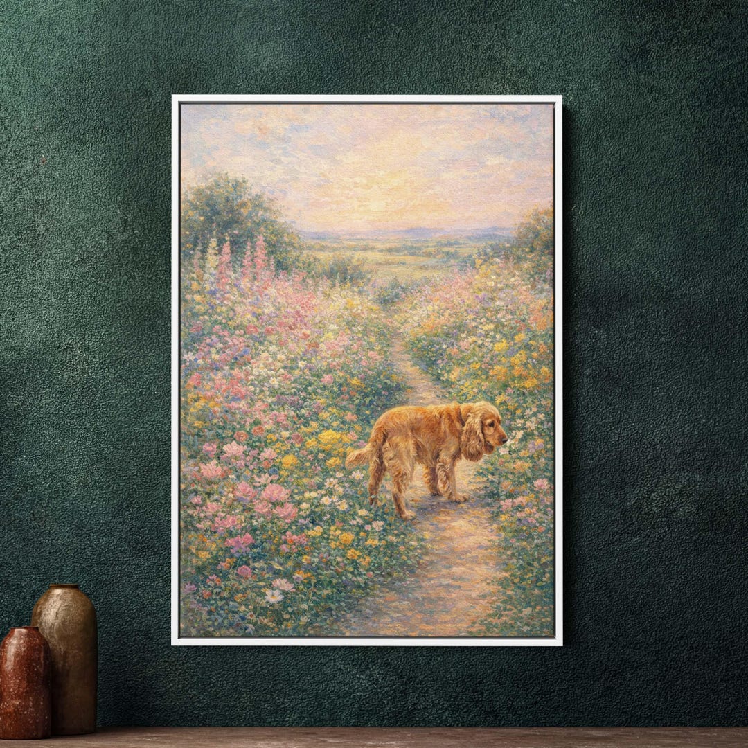 English Cocker Spaniel Framed Canvas Wall Art – Large Dog Lover Decor ...
