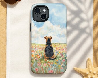 Airedale Terrier Flower Field Art Phone Case - Dog Memorial Gift for iPhone, Samsung & Google Phone