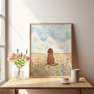 Personalized Irish Red Setter Flower Field Portrait Poster & Canvas | Custom Dog Wall Art image 9