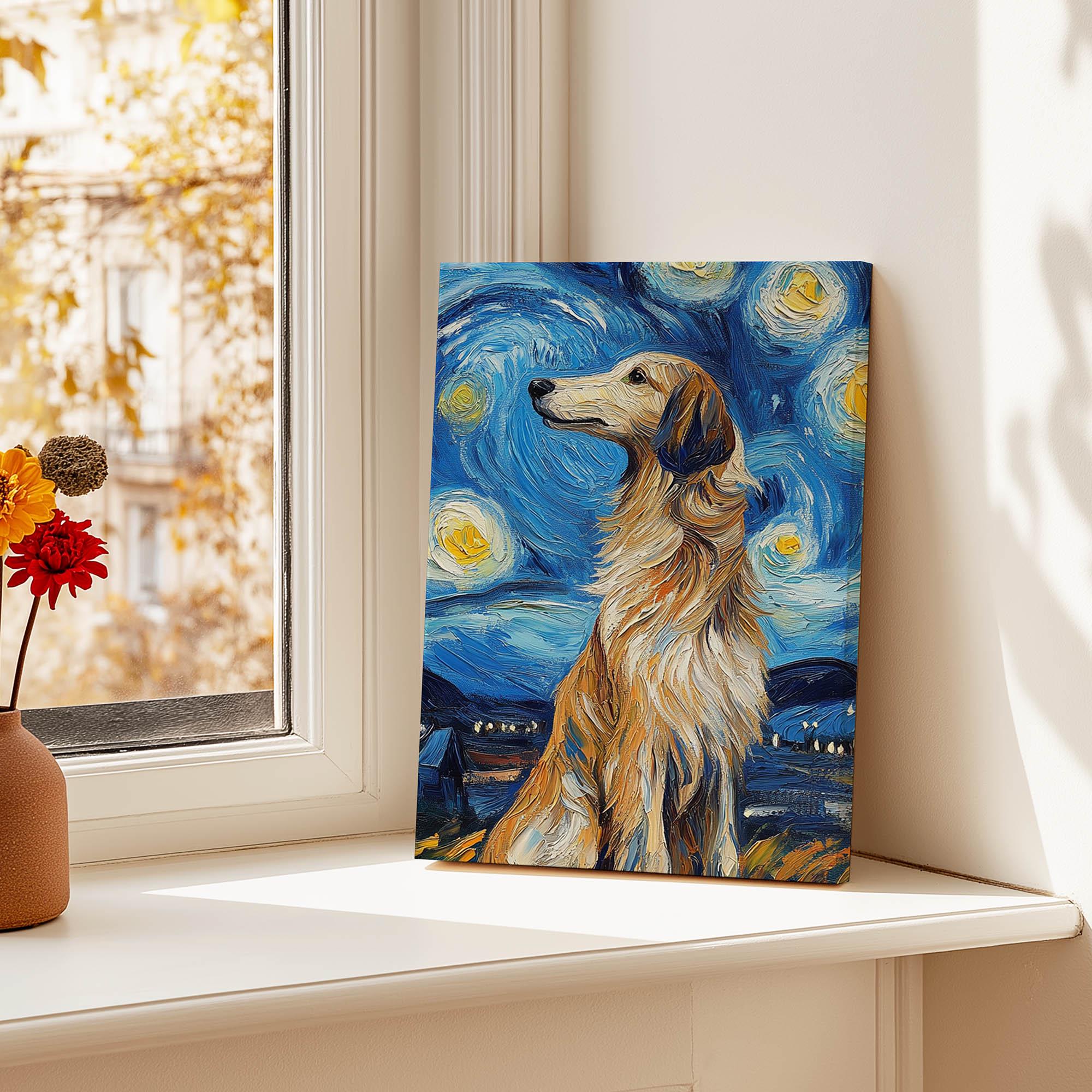 Personalized Borzoi Russian Hunting Sighthound Van Gogh Portrait