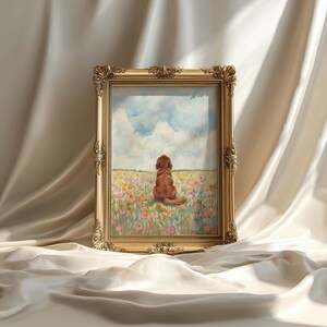 Personalized Irish Red Setter Flower Field Portrait Poster & Canvas | Custom Dog Wall Art image 4